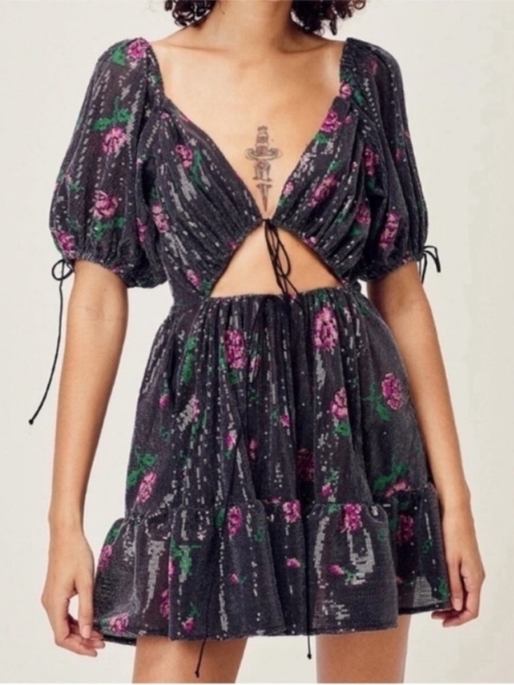 NWT For Love & Lemons Every Rose Sequin Mini Dress - Picture 2 of 9